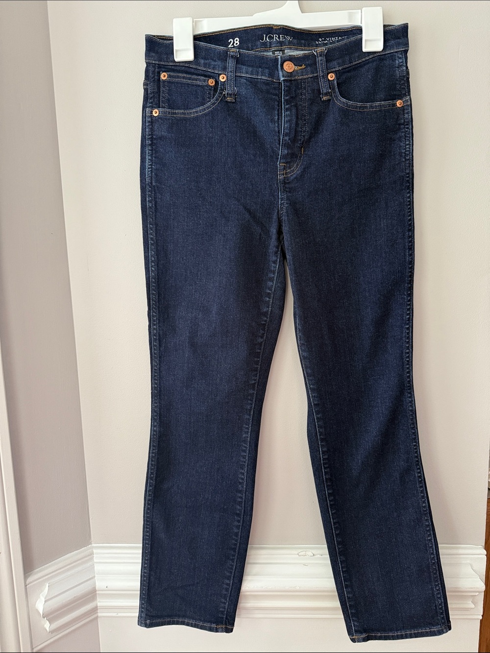 J. Crew Women's Dark Indigo 9” Vintage Slim Straight  Jeans  Size 28